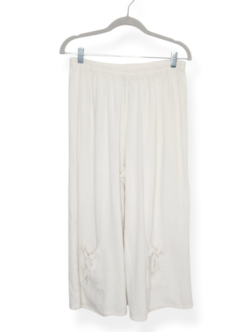Oh My Gauze! White Cotton Cropped Pants with Pockets Sie 2 L/XL